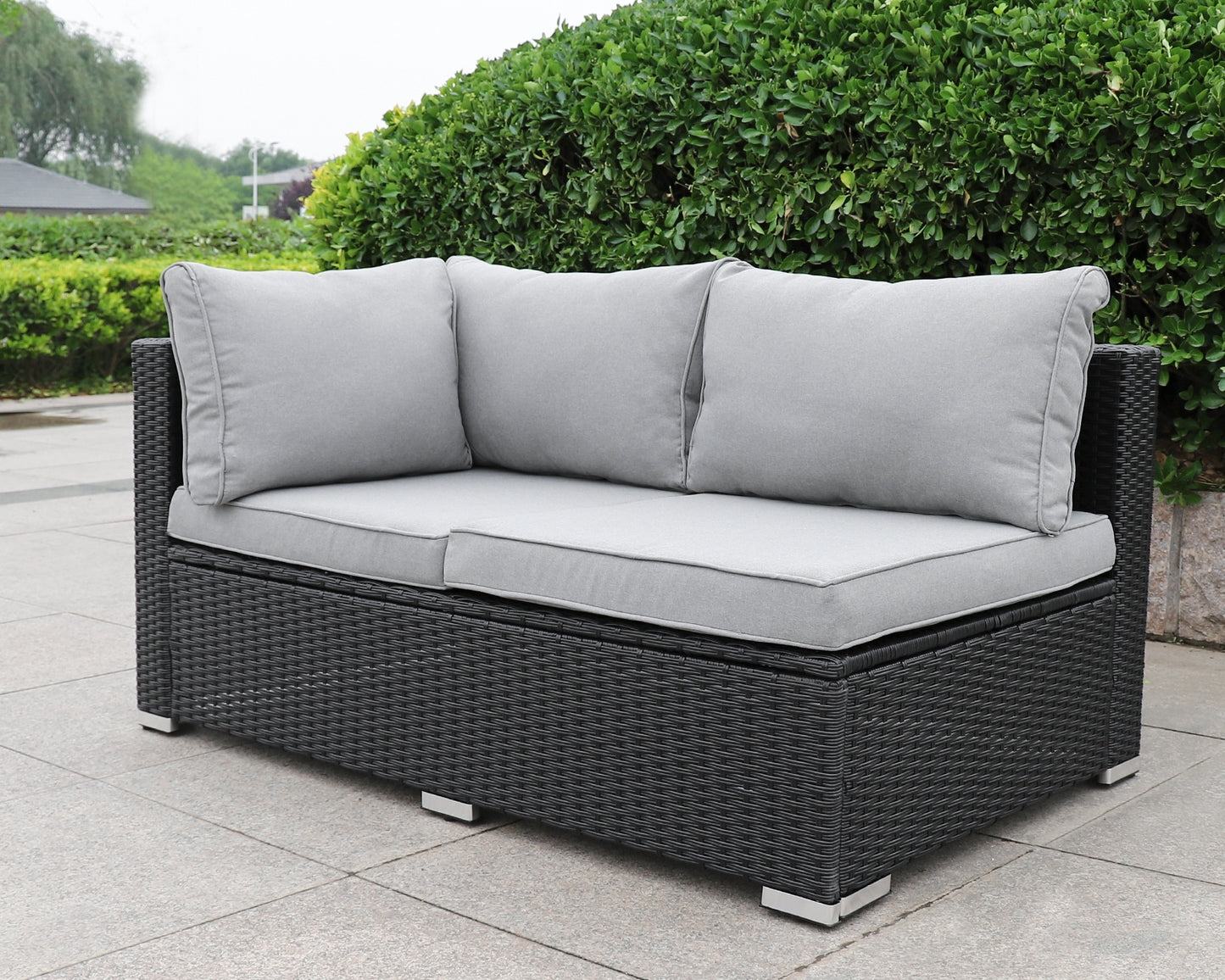 Polyrattan Gartenmöbel, Lounge, 6 Sitzer, mit Hocker & Tisch