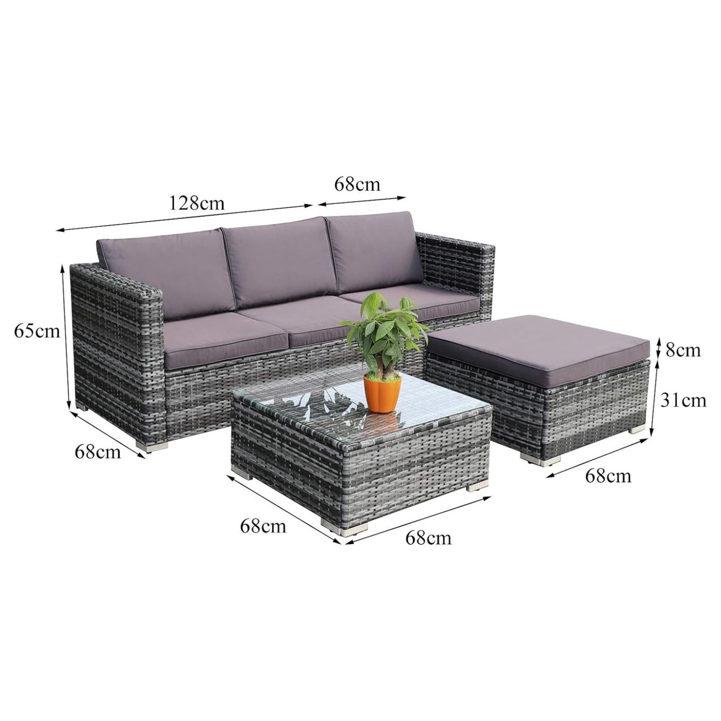 TOP ANGEBOT: Polyrattan Gartenmöbel Lounge Set Sitzgruppe Garnitur mit Hocker & Tisch