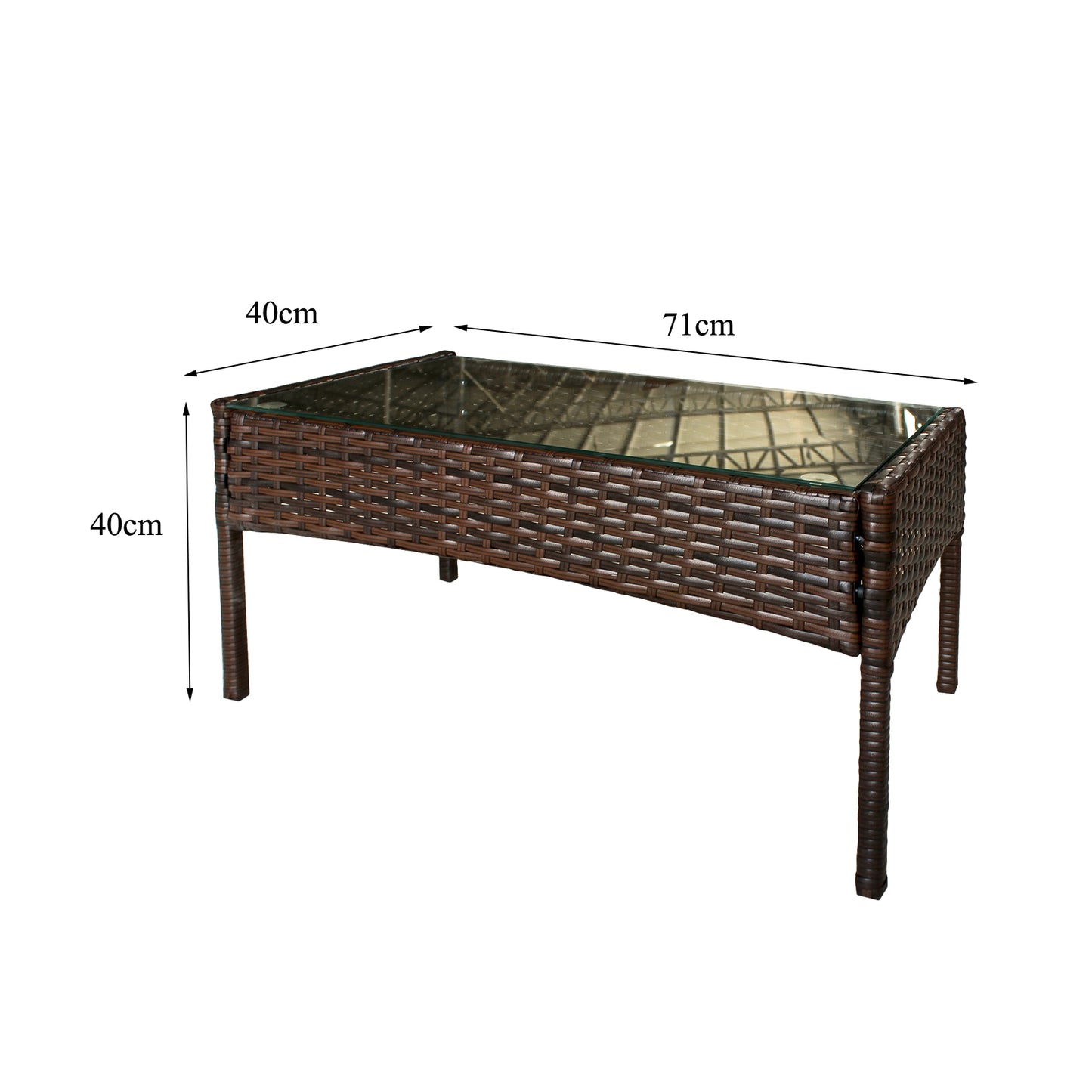 4-teiliges Polyrattan Gartenmöbel-Set für 4 Personen inkl. Gartentisch