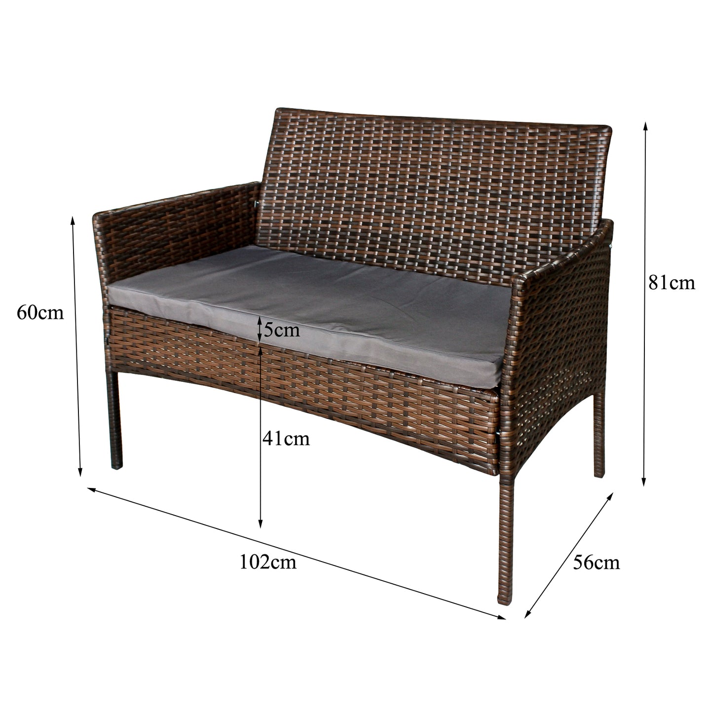 4-teiliges Polyrattan Gartenmöbel-Set für 4 Personen inkl. Gartentisch