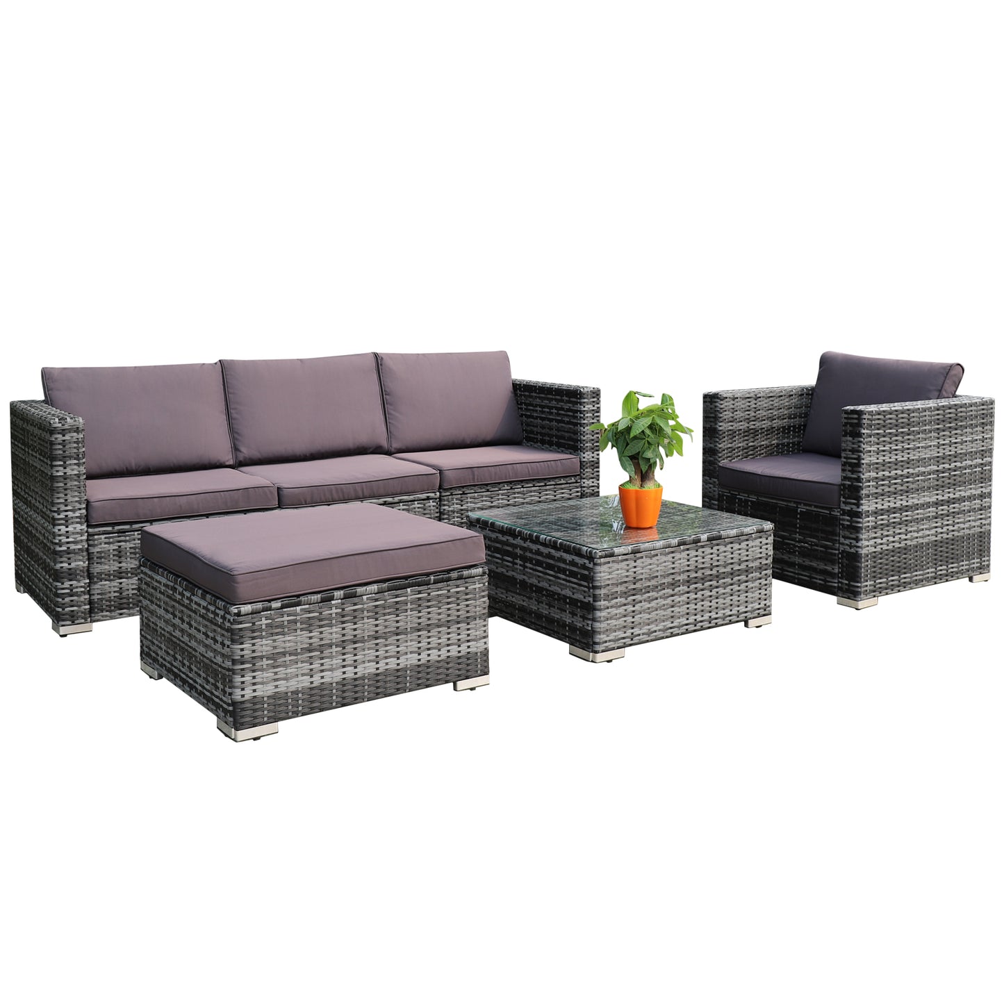 Polyrattan Lounge Sitzgruppe, 3-5 Sitzer