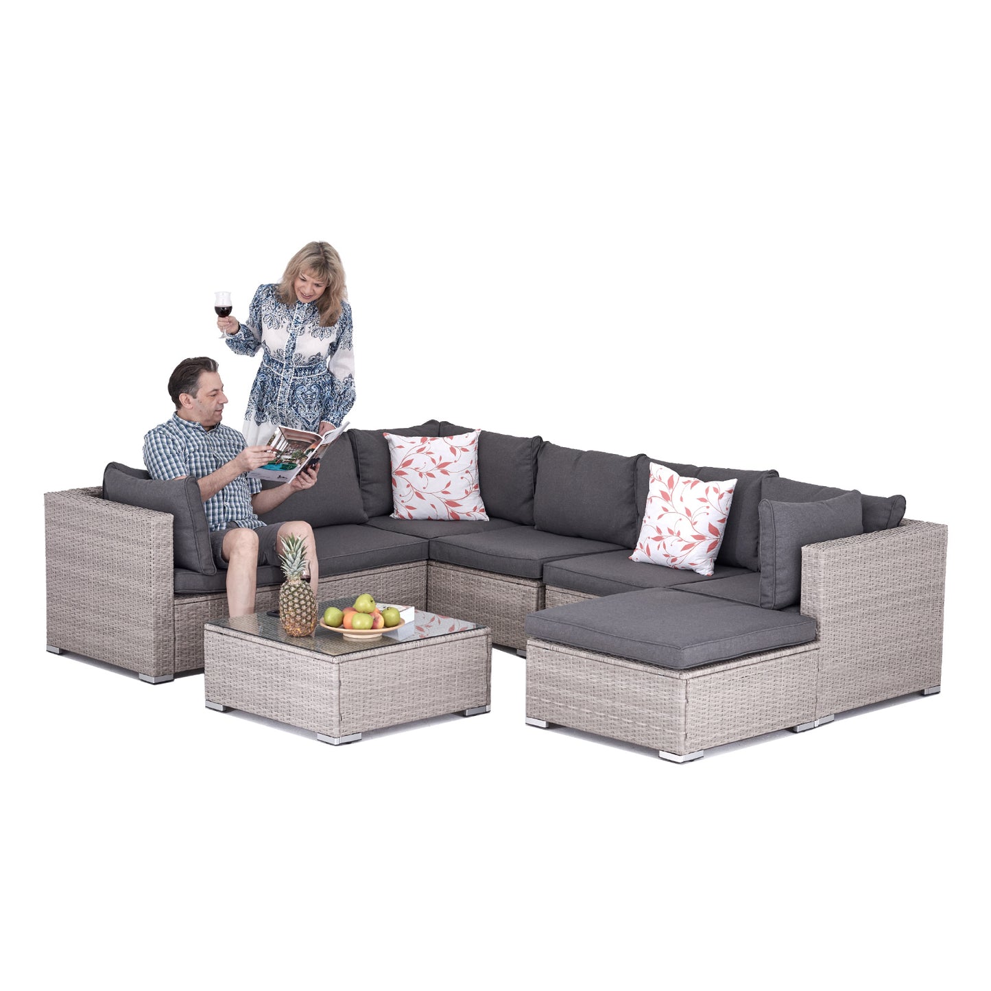 Polyrattan Gartensitzgruppe, Lounge komplett-Set Mykonos