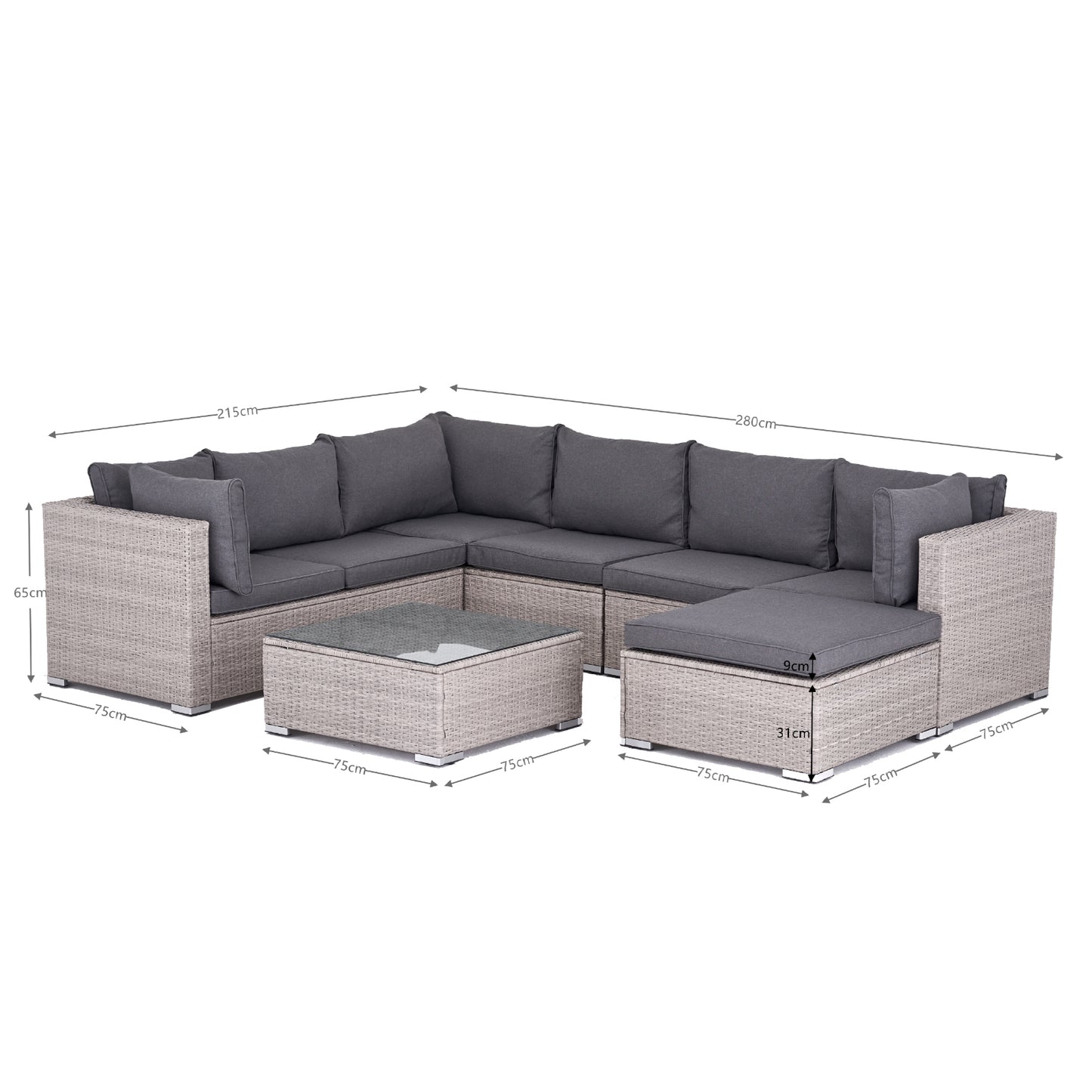 Polyrattan Gartensitzgruppe, Lounge komplett-Set Mykonos