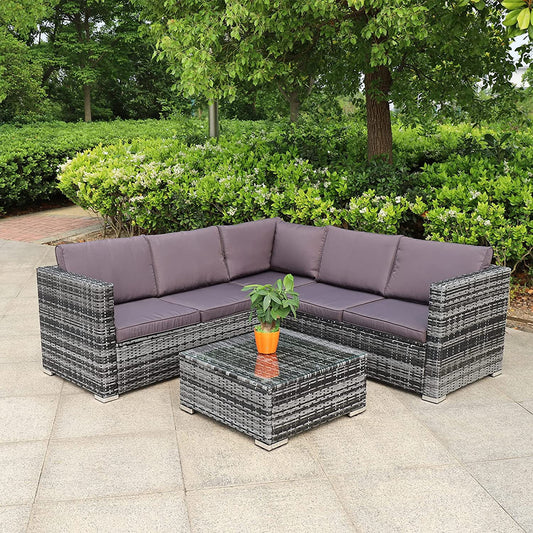 Polyrattan Lounge Set Gartenmöbel 5 Sitze mit Tisch